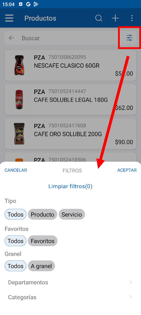 Filtrar productos