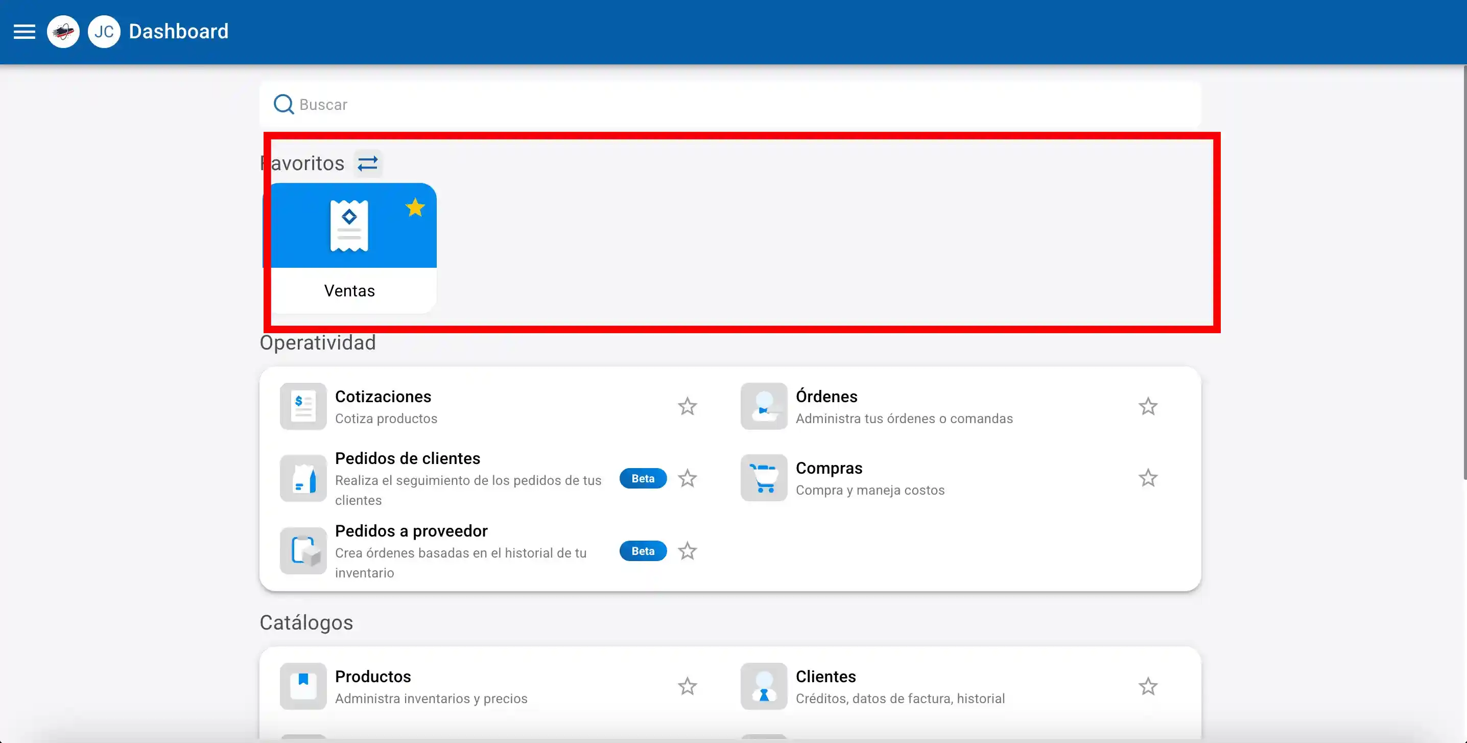 Favoritos Dashboard