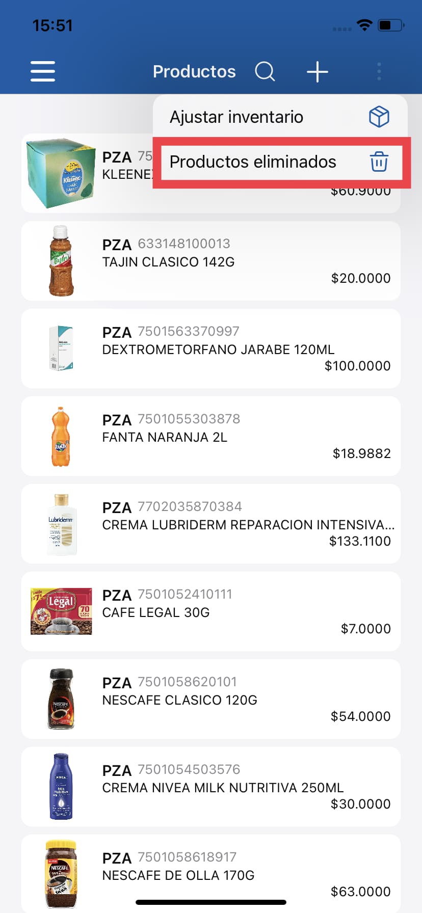 Eliminar Productos