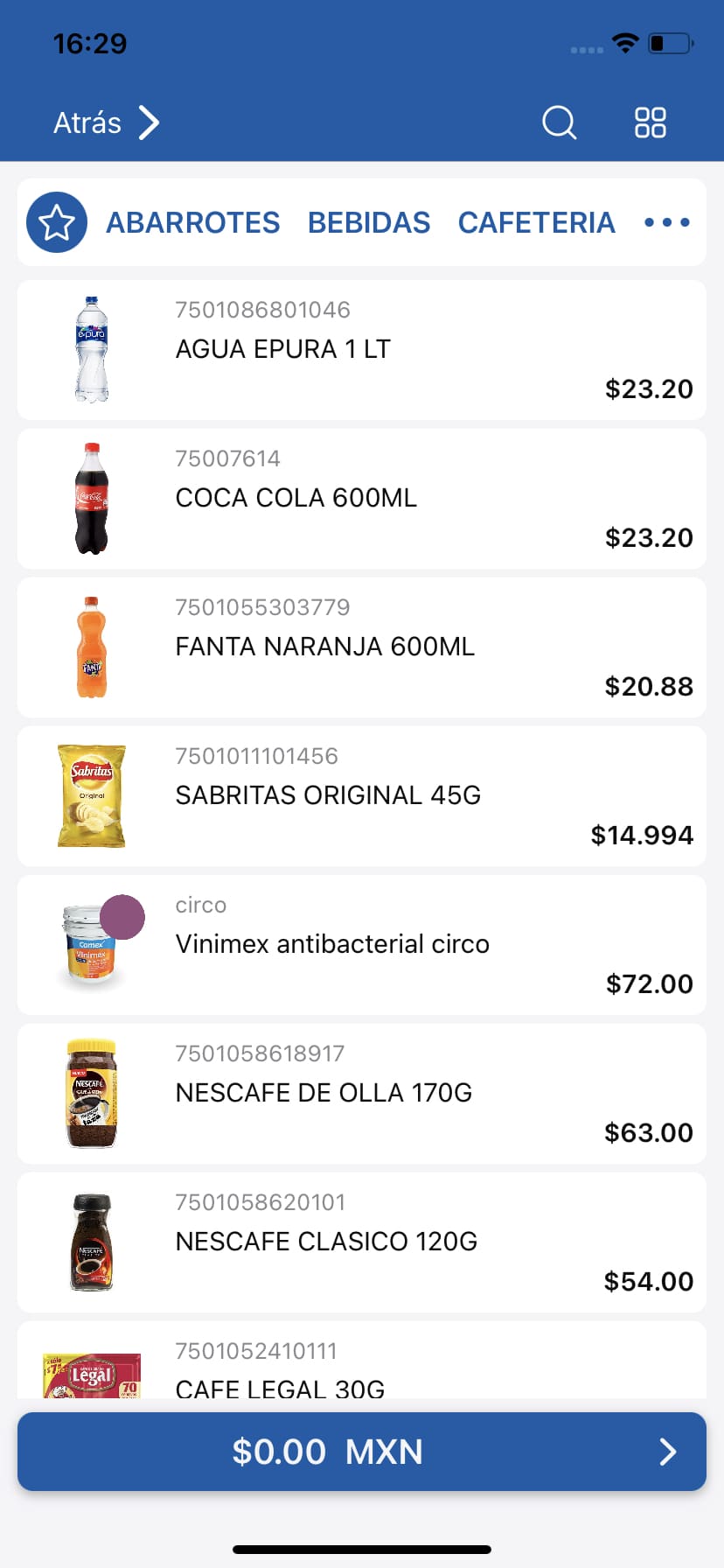 Productos en Ventas