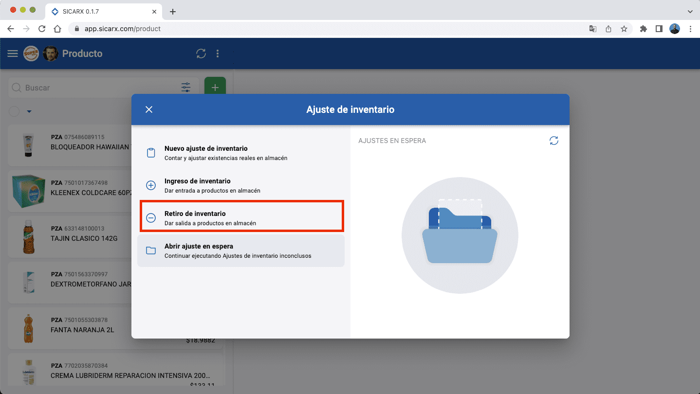 Retiro de inventario
